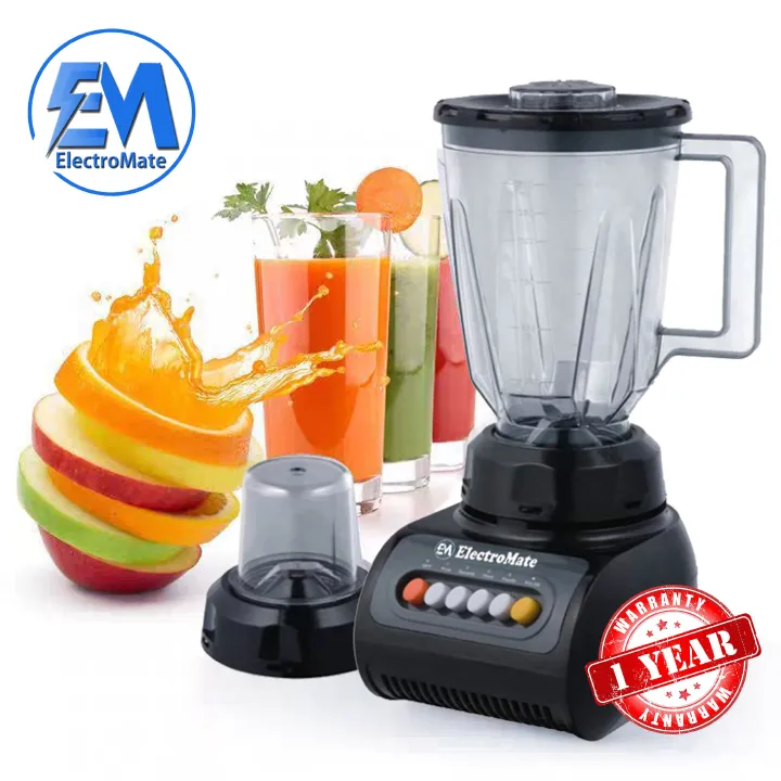 EM Blender 2-in-1 ElectroMate 1.5L Blender Classic Juicer & Grinder with Multifunctional Jug, Bottle, and Garlic Processor ElectroMate