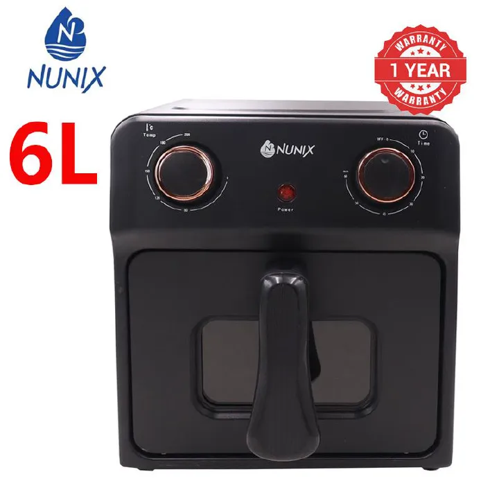 Nunix Airfryer 6L Electric Air Fryer AF-6 Deep Fryer air fryer black
