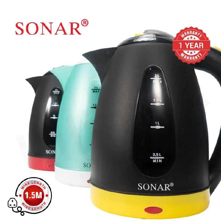 Sonar 2L 1500W Electric Kettle Energy Efficiently Heater Jug Cordless Electric Kettle 1.5M Power Cord SR-P2