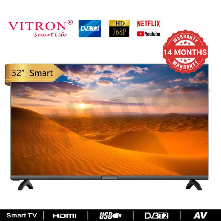 Vitron 32 Inch QLED TV Frameless Smart TV HD Netflix Bluetooth TV HTC3288QS Youtube Television DVB-T2 Android 11 AC Energy Saving Television 1G+8G