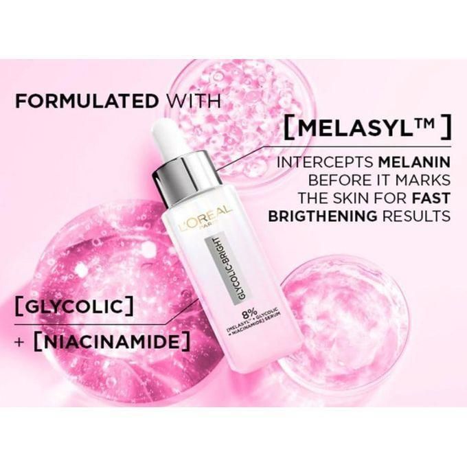 L'Oréal Paris Glycolic Cleanse & Protect Kit, Glycolic Bright Cleanser Foam 100ml+  Glycolic Serum 30ml
