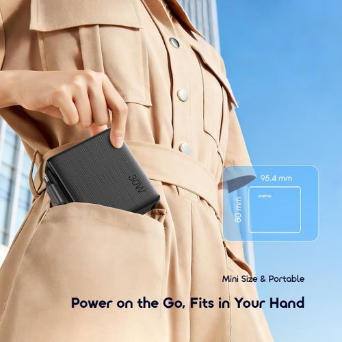 Oraimo PowerNova L21 20000mAh Power Bank 30W Fast Charging Built-in Type-C Cable USB-C LED Display Portable Charger for Android iPhone Travel Backup