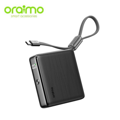 Oraimo PowerNova L21 20000mAh Power Bank 30W Fast Charging Built-in Type-C Cable USB-C LED Display Portable Charger for Android iPhone Travel Backup