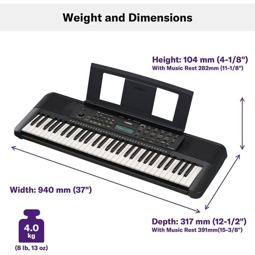 Yamaha PSR-E283 61-Key Portable Keyboard Digital Piano With 410 Voices Learning Functions Portable Music Keyboard For Beginners Students Church & Home Practice