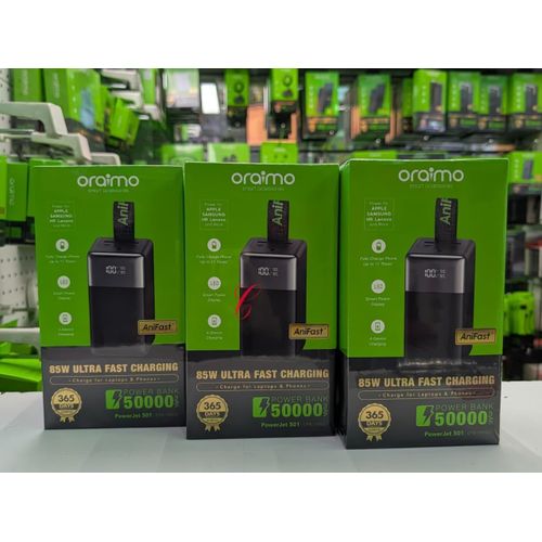 Oraimo PowerJet 501 50000mAh 85W Fast Charging Power Bank, USB-C PD Laptop Charger, 4 Outputs Portable Charger, Smart LED Display, Ultra High Capacity Backup Battery Kenya