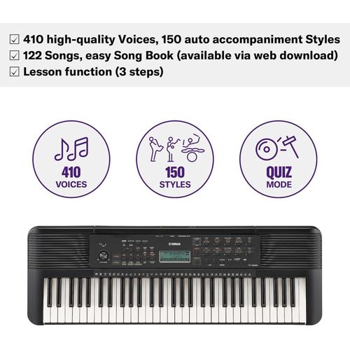 Yamaha PSR-E283 61-Key Portable Keyboard Digital Piano With 410 Voices Learning Functions Portable Music Keyboard For Beginners Students Church & Home Practice