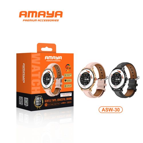 Amaya Lumea ASW-30 Smart Watch AMOLED Display Bluetooth Calling Fitness Tracker Heart Rate Monitor Waterproof Smartwatch Long Battery Life Android & iPhone Compatible Stylish Wearable