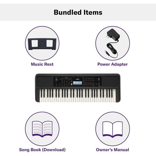 Yamaha PSR-E383 61-Key Portable Keyboard Touch Sensitive Piano Digital Music Keyboard With 650 Voices USB MIDI Learning Functions Beginner Electronic Piano For Students & Church