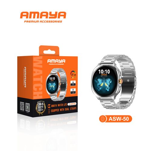 Amaya Watch Lite ASW-50 Smart Watch AMOLED Display Bluetooth Calling Heart Rate Monitor Fitness Tracker Waterproof Long Battery Life Compatible With Android & iPhone