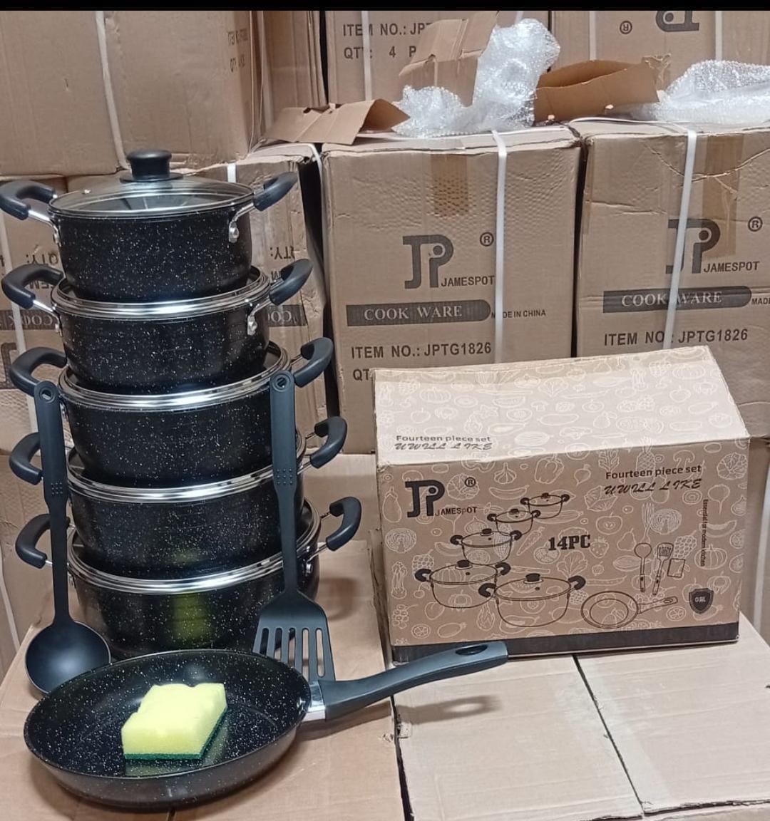 ON STOCK🍂JP New model 14 pieces non stick cookware set🍒combination of pans and pots of multiple sizes (for example small, medium and large saucepans, frying pan(s), casserole or stock pot) so you ha