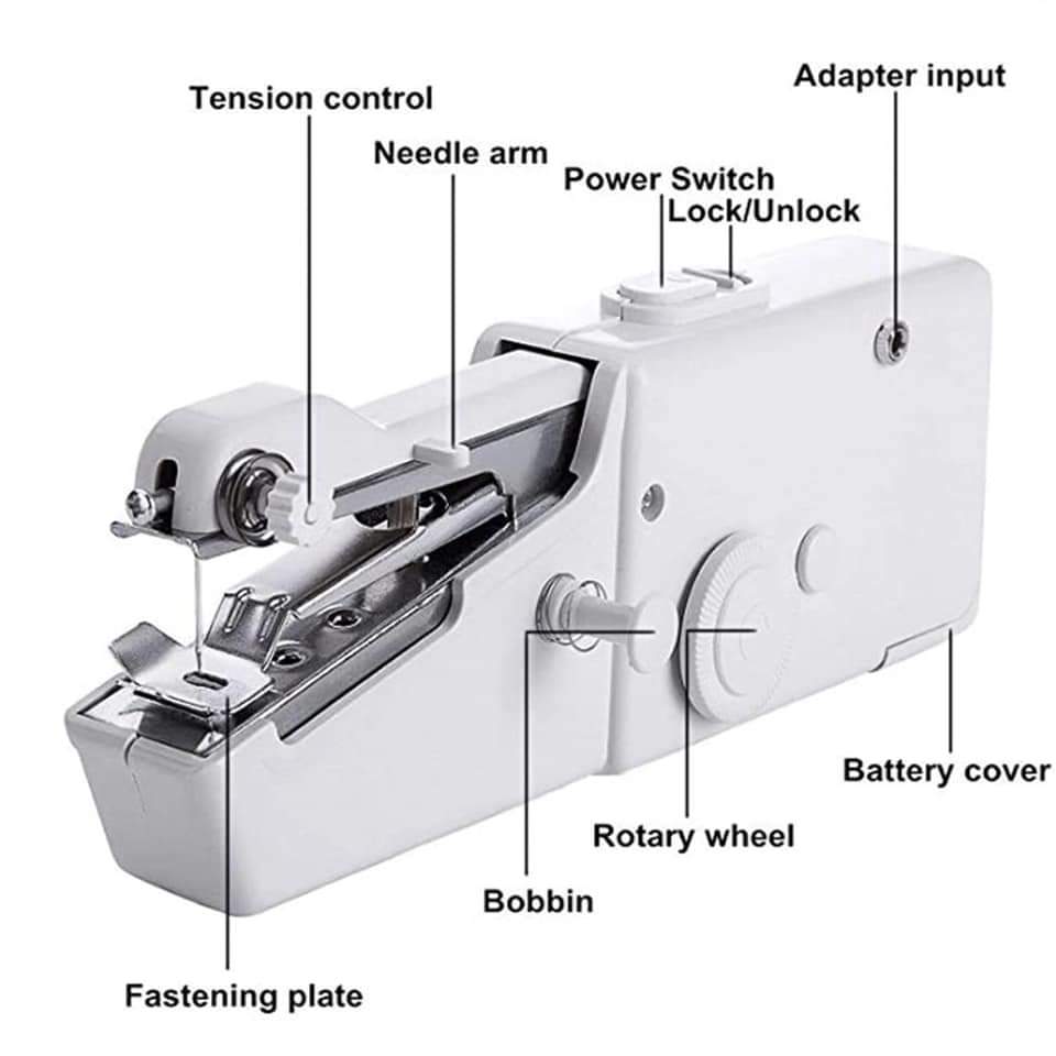 *Hand held Portable sewing machine Battery powered now aThe hand sewing machine is equipped with 4 thread set points and can be easily removed by simply sewing through the knob and adjustable mounting