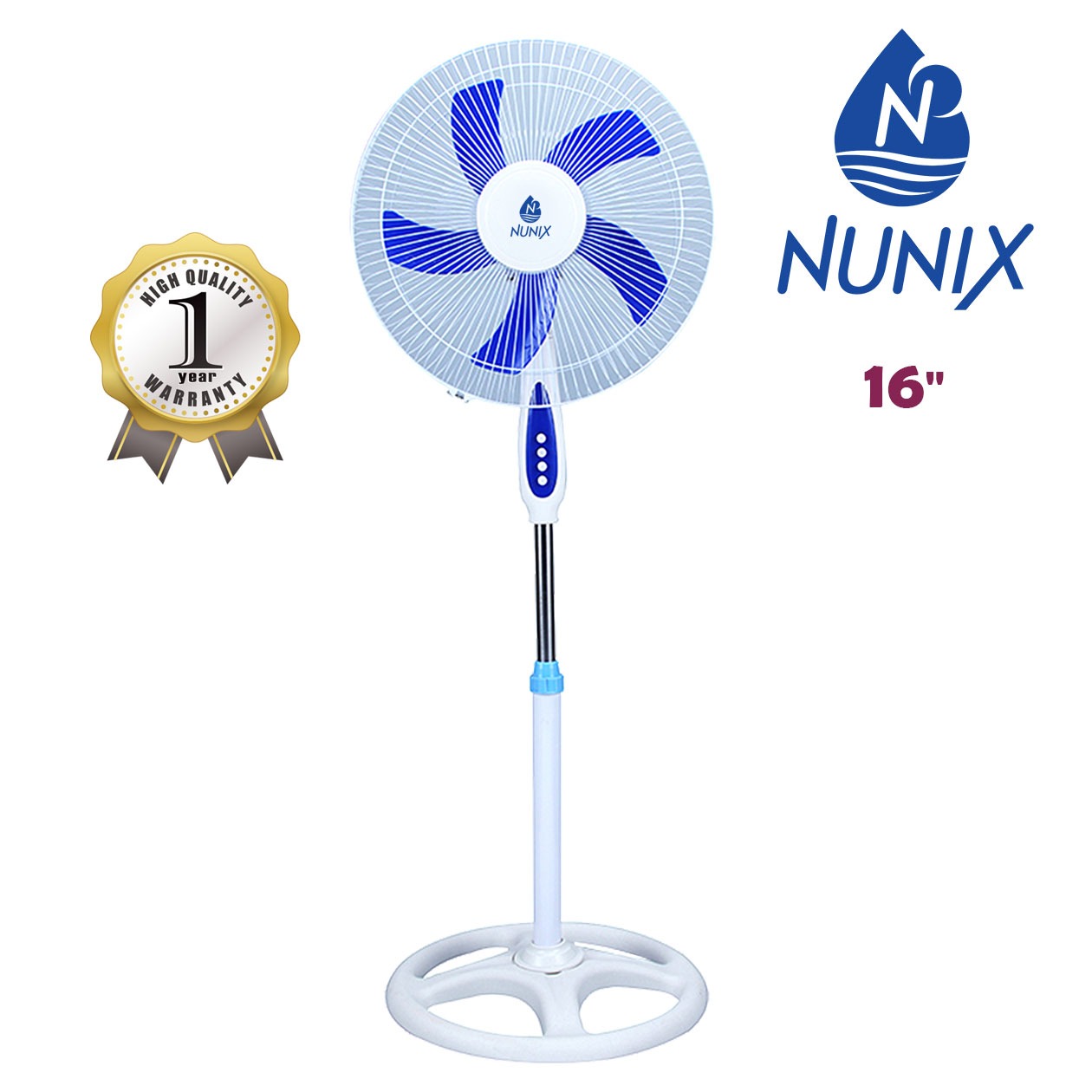 Nunix Original Top Quality Free Standing Fan With Steel Blade 16 inch - recommended🔥🔥3 speed, Special design fan blade & powerful motor for strong air delivery. Quiet operation. Night lamp. Tilting