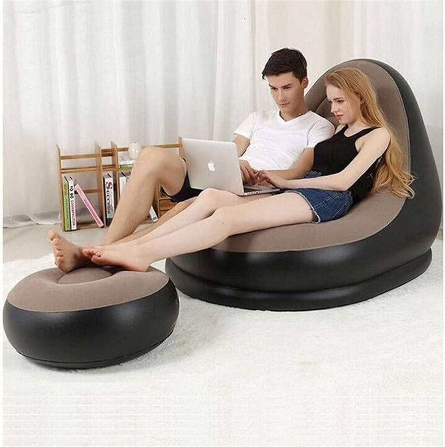 ✅Inflatable Lounge Chair with Footrest – Stylish, Comfy & Perfect for Any Room comes with free pump 💹Optional Spherical Outdoor Inflatable Sofa PVC Plush Football Sofa Lazy Lounge Chair