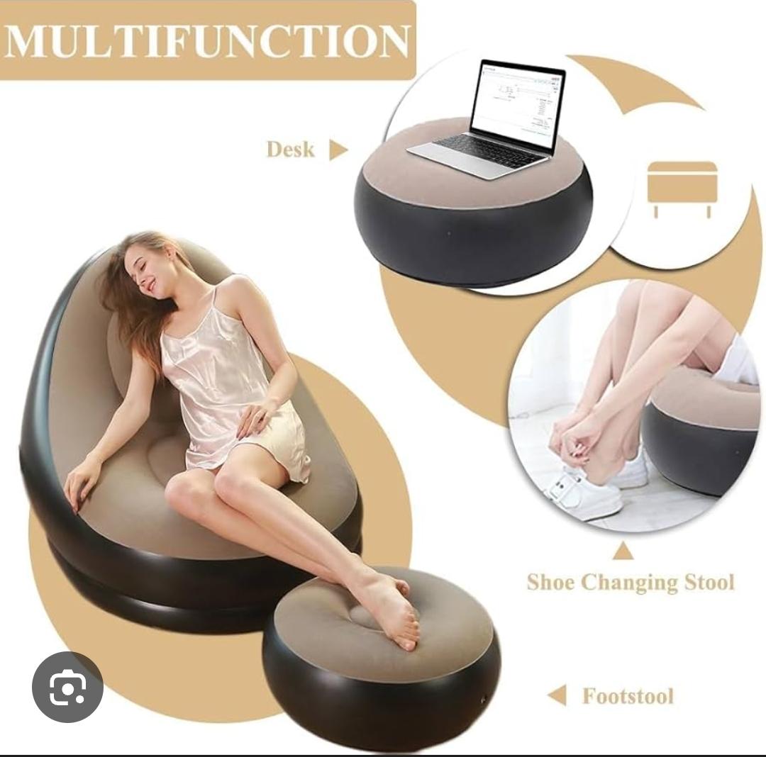 ✅Inflatable Lounge Chair with Footrest – Stylish, Comfy & Perfect for Any Room comes with free pump 💹Optional Spherical Outdoor Inflatable Sofa PVC Plush Football Sofa Lazy Lounge Chair