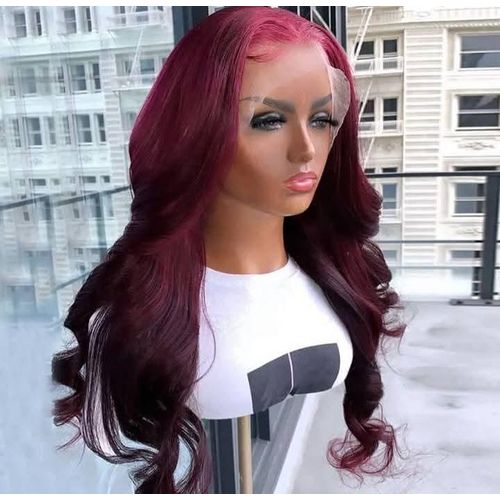 Semi human high heat fiber 24" Body Wave Lace Front Wig - 13x4 Frontal, Synthetic, Curly on Low Heat