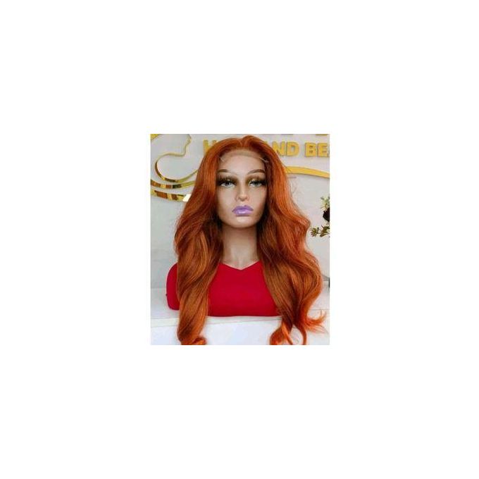 Semi human high heat fiber 24" Body Wave Lace Front Wig - 13x4 Frontal, Synthetic, Curly on Low Heat
