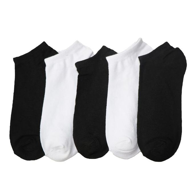 6 Pairs Ankle Socks - Low Cut, Black & White, One Size Fits All