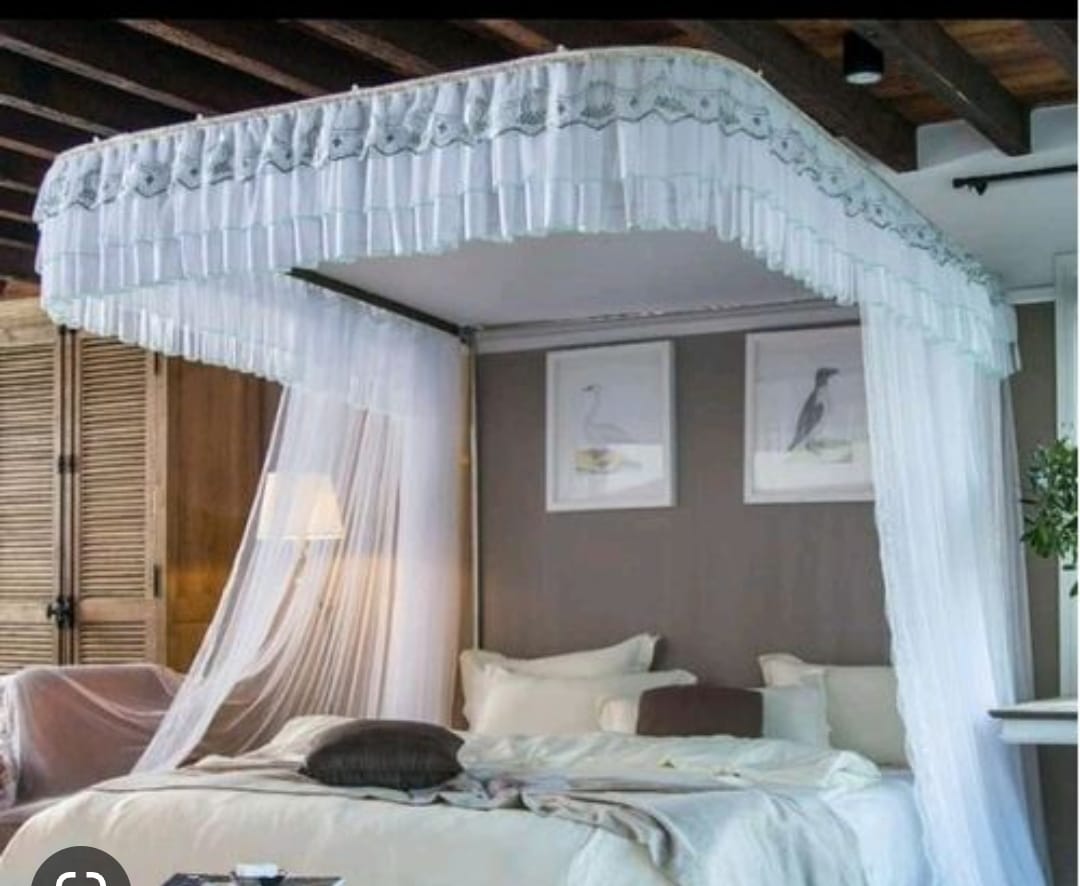 ◼️Strong metal 
◼️ Quality fabric‼️4×6,5×6&6×6 Mosquito Net With Portable Metallic Stand🩸🩸designing your bedroom to protecting your loved ones from mosquito bites,‎ you will experience comfort with