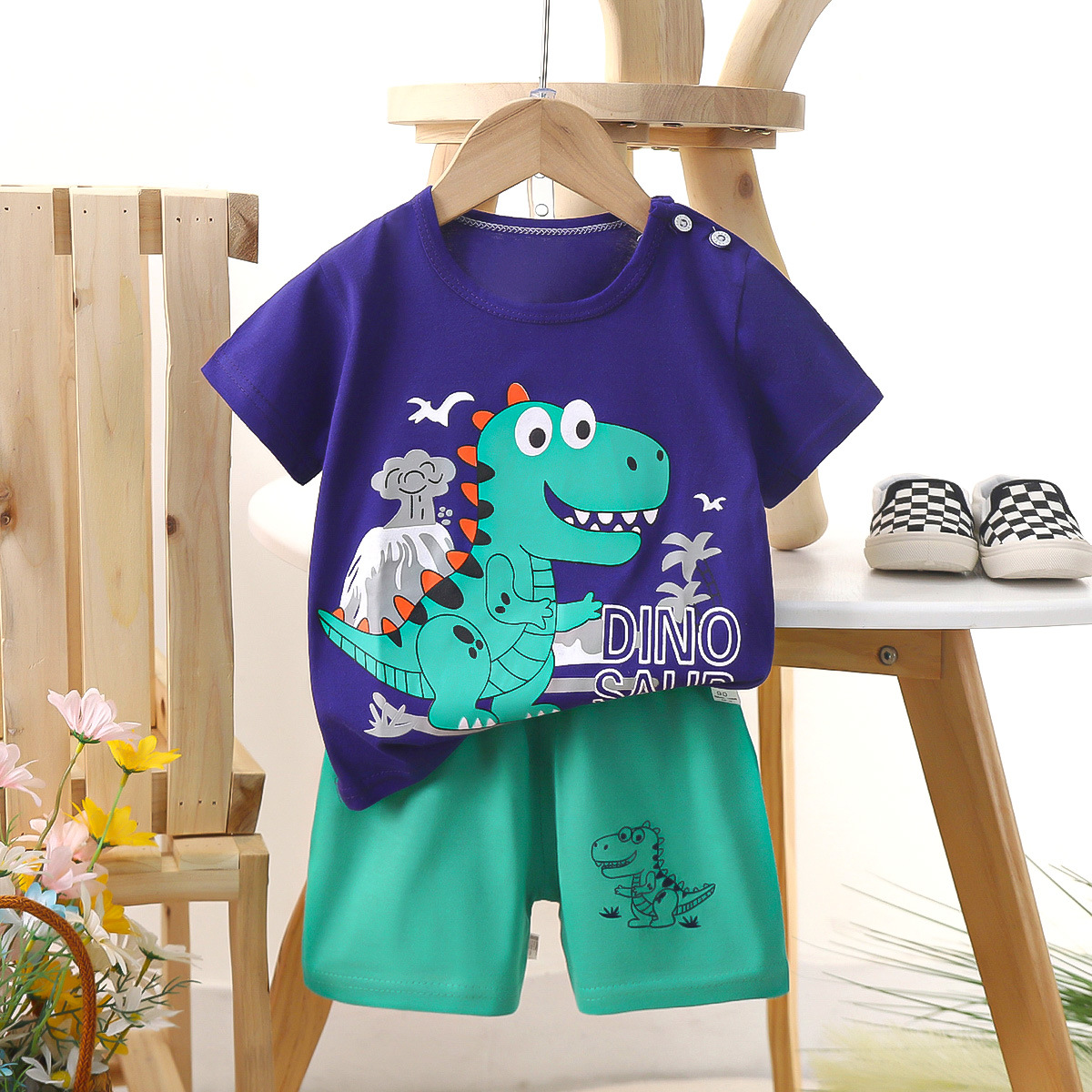 Children's short sleeved set, pure cotton boys' T-shirt, baby summer children's clothing, girls' shorts baby clothes, soft and comfortable, wholesale price