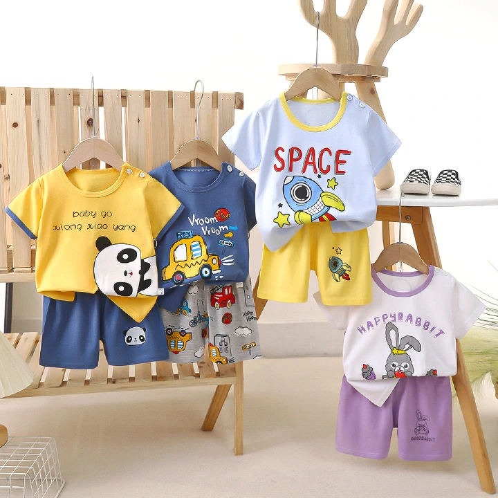 Children's short sleeved set, pure cotton boys' T-shirt, baby summer children's clothing, girls' shorts baby clothes, soft and comfortable, wholesale price