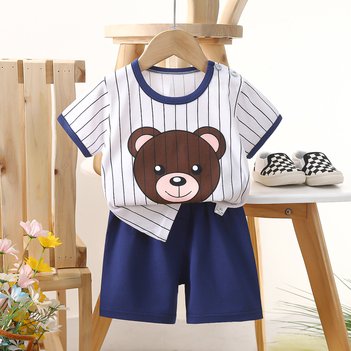 Children's short sleeved set, pure cotton boys' T-shirt, baby summer children's clothing, girls' shorts baby clothes, soft and comfortable, wholesale price