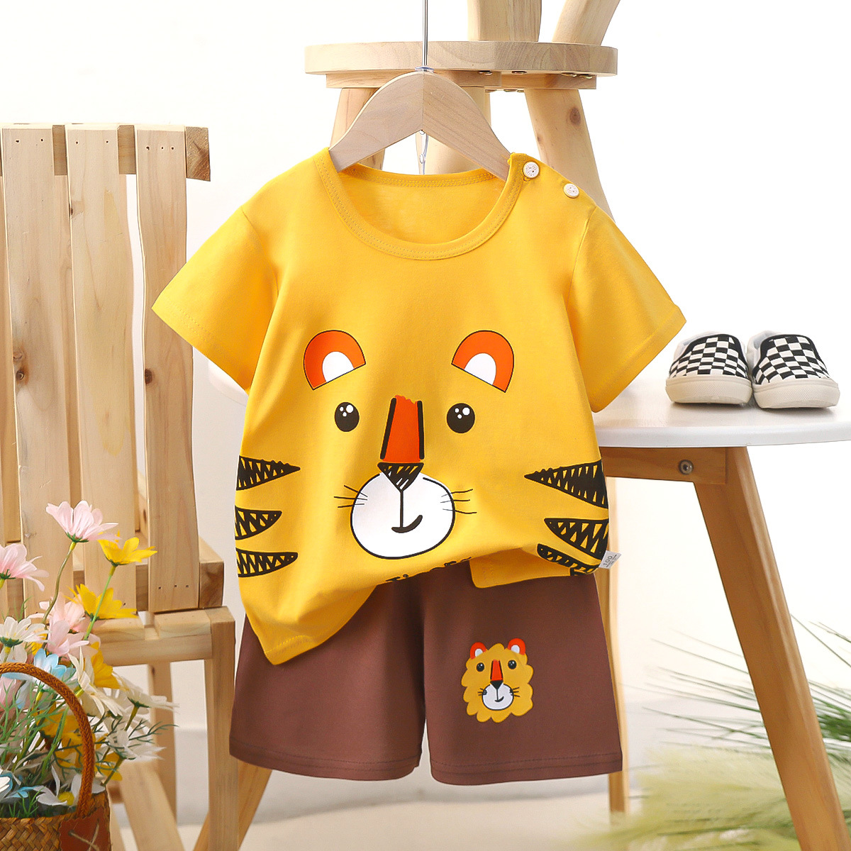 Children's short sleeved set, pure cotton boys' T-shirt, baby summer children's clothing, girls' shorts baby clothes, soft and comfortable, wholesale price