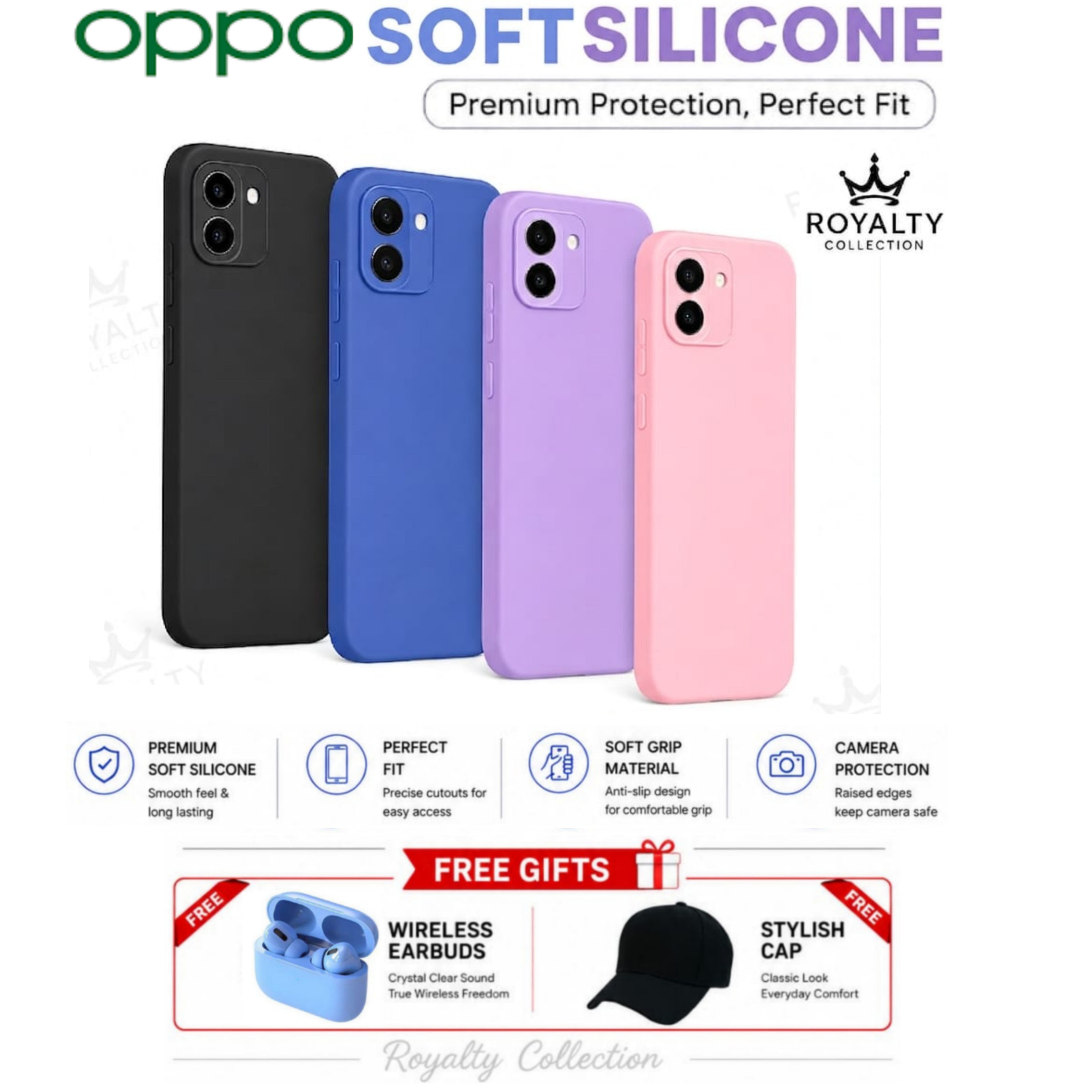 [SUPER DEALS!!!] OPPO A5,A17k,Reno 13f,A3,A3x,A5 Pro,A78,Reno 10,A54,A58,A18,A38,A57,A57s,A77,A77s,Reno 12,12 Pro,Reno 14f,Reno 13 Silicone Cover + Free Pro3 Earbuds + Free Unisex Baseball Cap
