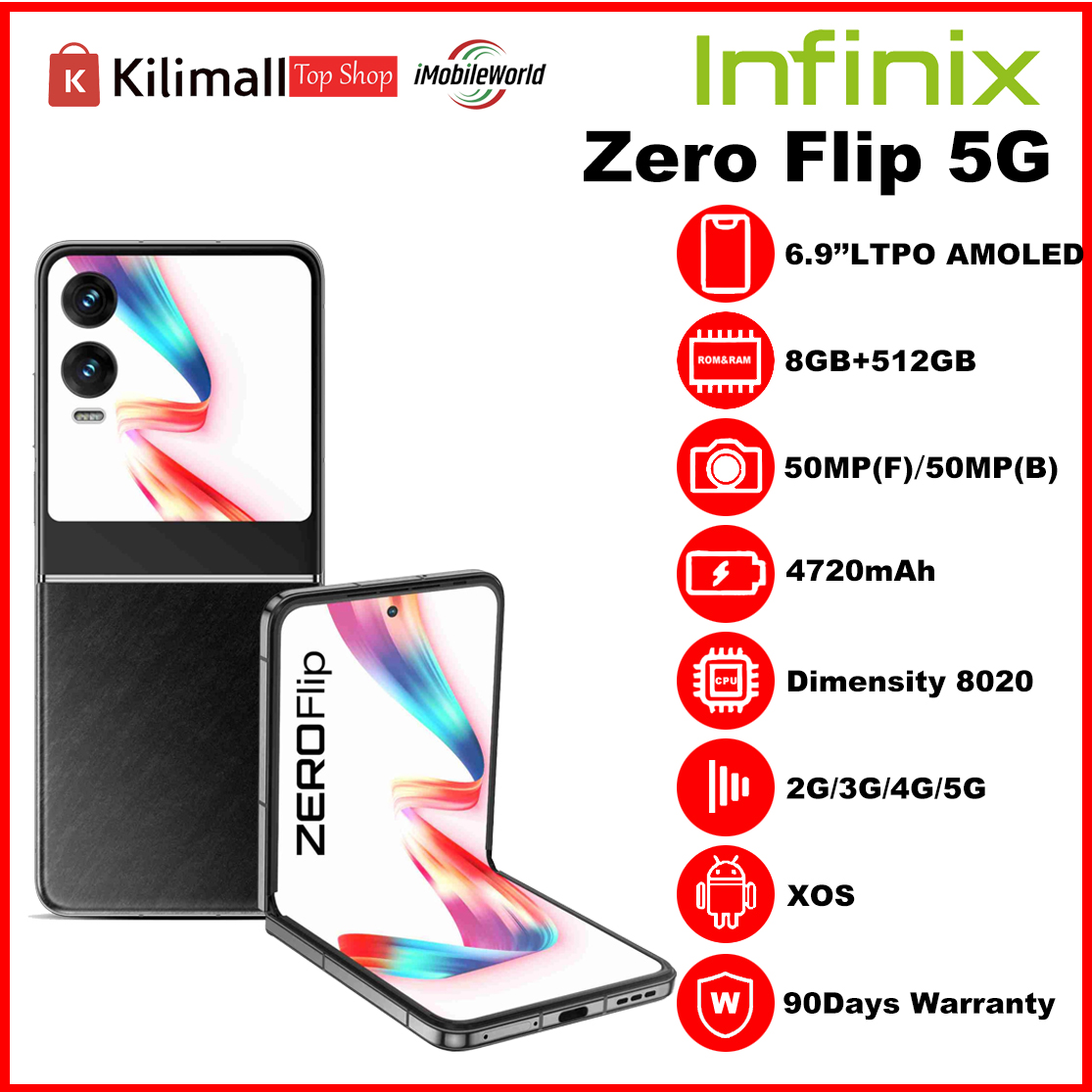 【Free Earbuds】Refurbished Phone Infinix ZERO Flip 5G (X6962) 8GB RAM + 512GB ROM Rock Black 6.90 inch Display Dual SIM 50M Front Camera 50M Back Camera 4720mAh Battery 3 Months Warranty_12028770
