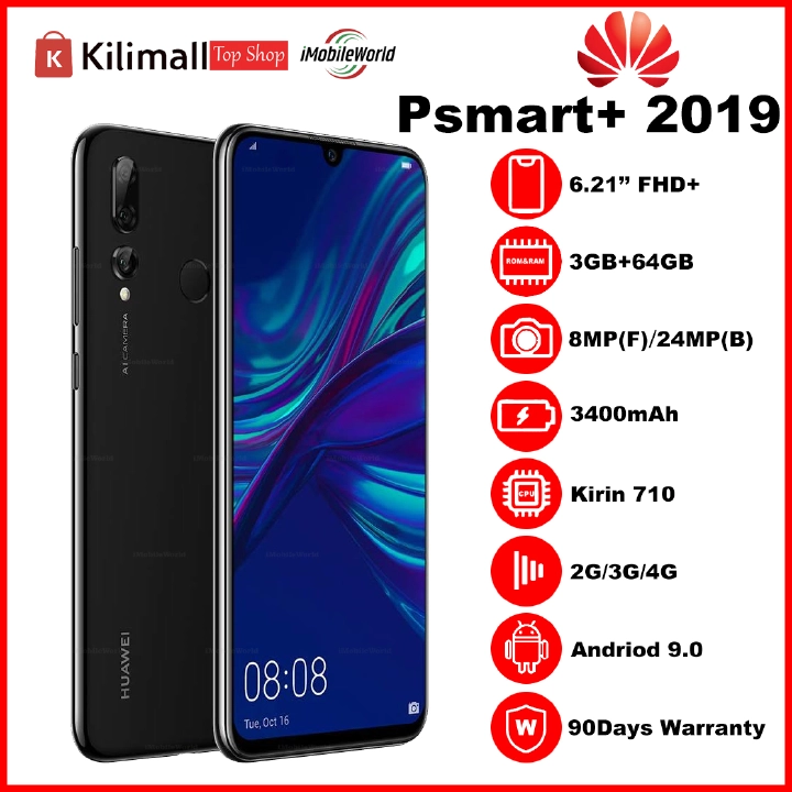 【New Arrival】Refurbished Phone HUAWEI P smart+ 2019  4G+128G 5.65 inches 8MP/16MP 3400mAh Black&Blue with Google Play