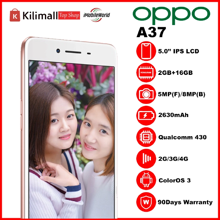 Refurbished OPPO A37 2GB RAM 16GB ROM 5" Screen 2630 mAh Dual SIM 5MP+8MP Android Smartphones/ Mobile Phones