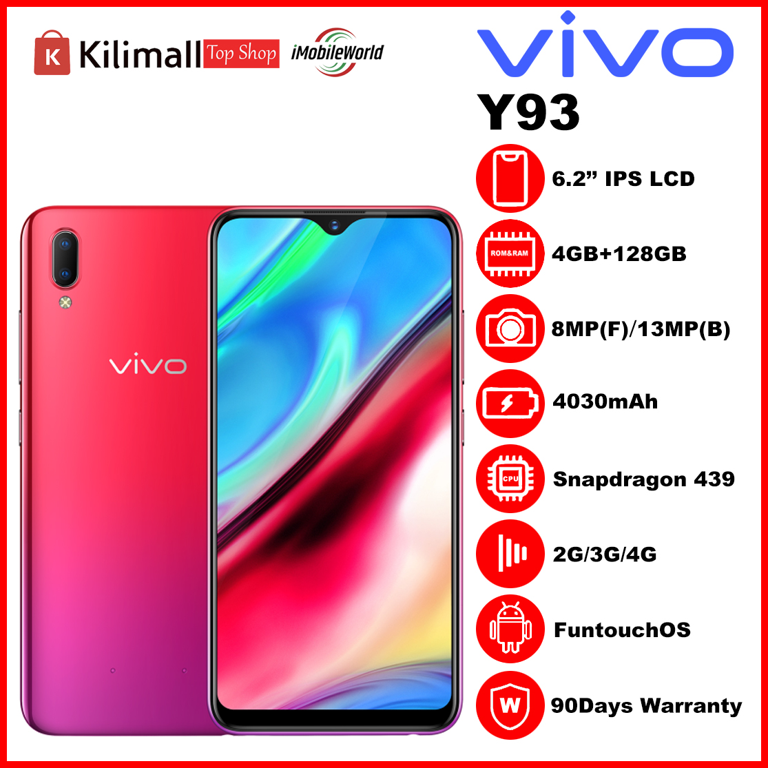 Refurbished VIVO Y93 4GB RAM 128GB ROM 6.2inch 4030mAh Dual SIM 8MP+13MP Android Smartphones/Mobile Phones