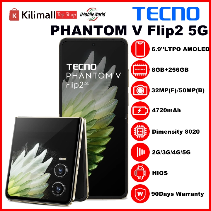 Refurbished Phone TECNO PHANTOM V Flip2 5G (AE11) 8GB RAM + 256GB ROM Travertine Green 6.90 inch Display Single SIM 32M Front Camera 50M Back Camera 4720mAh Battery 3 Months Warranty_12027408