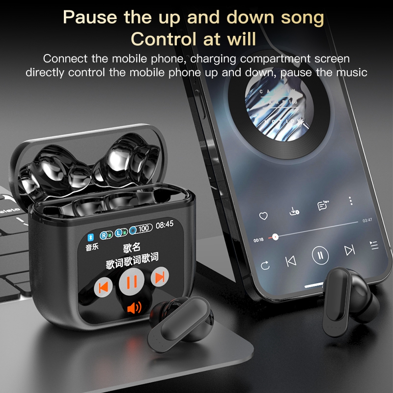 KTech SE-60 Touch Screen Wireless Earbuds Long Endurance with High Fidelity Sound ANC/ENC Noise Cancelling, BT 5.4, & Integrated Touch Control Case, redefines the wireless audio experience