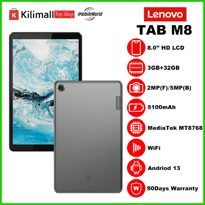 【Free Earbuds】Refurbushed Lenovo Tab M8 8 Inch 3GB RAM + 32GB ROM 5100mAh Andriod 13_3 Months Warranty.
