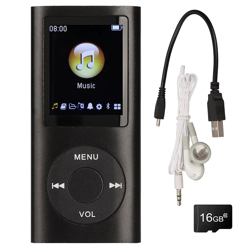 Classic 4th Gen MP3 MP4 Player 1.8 Inch HD Display Portable Music Video Player E-Book Student Walkman Includes a 16GB Memory Card — Large Capacity