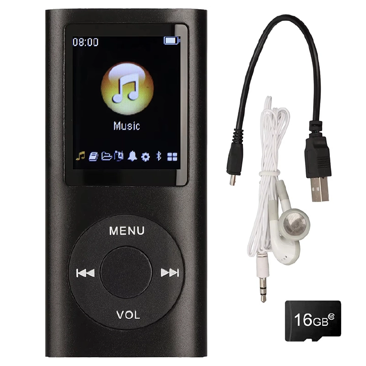 Classic 4th Gen MP3 MP4 Player 1.8 Inch HD Display Portable Music Video Player E-Book Student Walkman Includes a 16GB Memory Card — Large Capacity