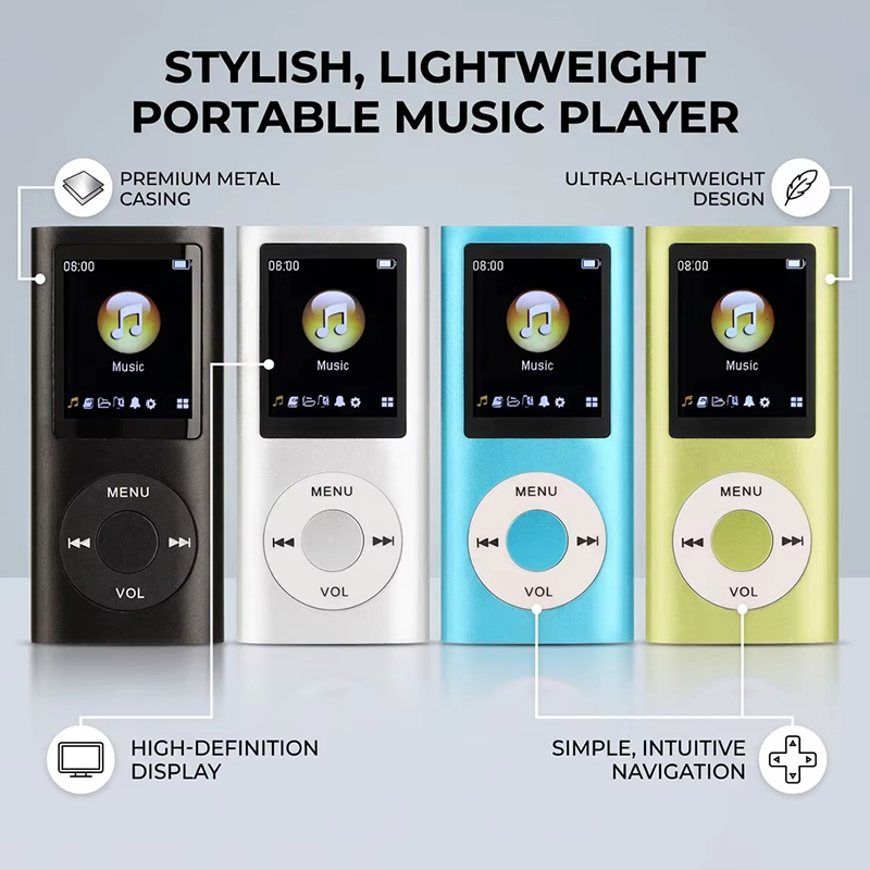 Classic 4th Gen MP3 MP4 Player 1.8 Inch HD Display Portable Music Video Player E-Book Student Walkman Includes a 16GB Memory Card — Large Capacity