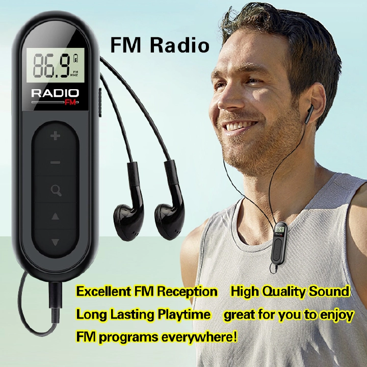 FM Portable Radio, Rechargeable Pocket Radio with Best Reception Digital Tuning, LCD Screen,Belt Clip, Stereo Sound Earphone Jac for Meetings, Tours- Comes with Earphones