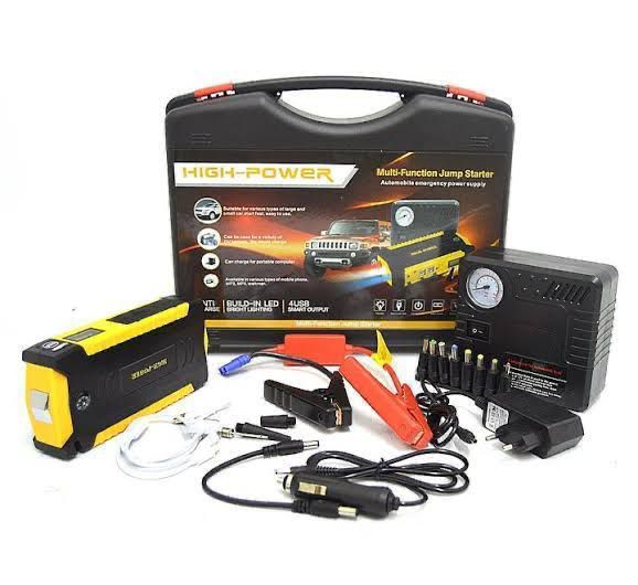 Jump Starter Car jump starter kit...has tyre inflator ...jumper clips...powerful power source ...car charger...electric charger...phone chargers ...laptop chargersHigh Capacity battery power bank - Au