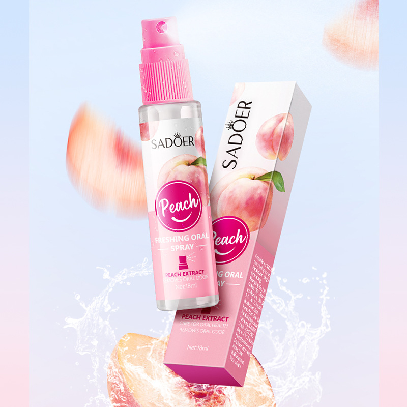 SADOER Breath Freshener Peach Oral Spray, Mouth Spray Lemon Extract Care For Oral Health, Removes Odor, Breath Freshener