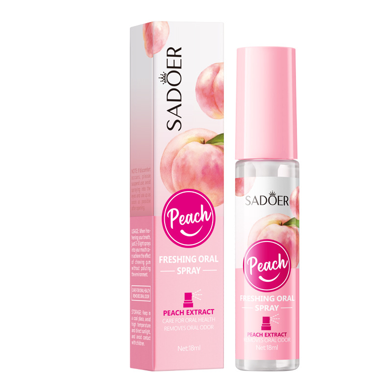 SADOER Breath Freshener Peach Oral Spray, Mouth Spray Lemon Extract Care For Oral Health, Removes Odor, Breath Freshener
