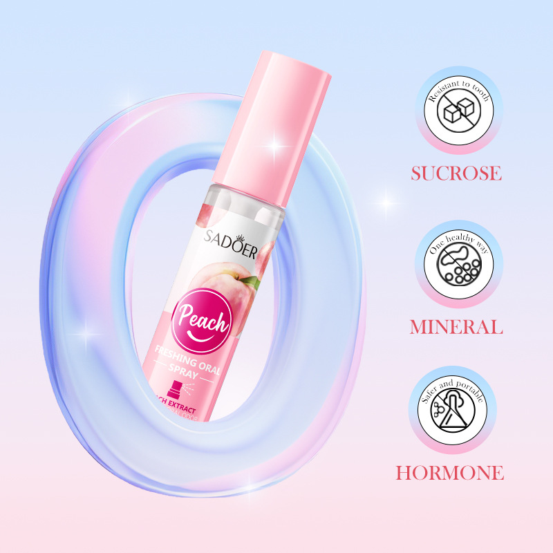SADOER Breath Freshener Peach Oral Spray, Mouth Spray Lemon Extract Care For Oral Health, Removes Odor, Breath Freshener