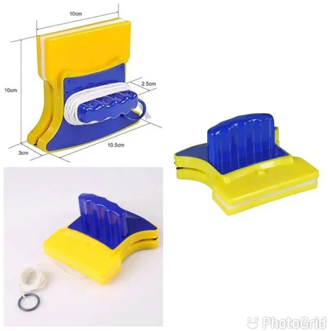 Magnetic Window Cleaner Double-Side Glazed Two Sided Glass Cleaner Wiper (Blue) Magnetic window glass cleaner handheld double sided wiper surface tall building cleaning tool