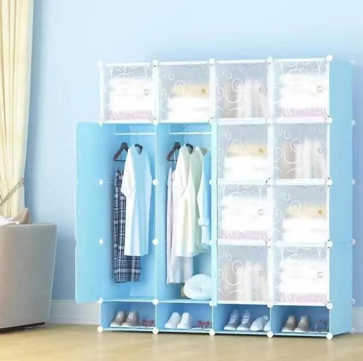 Portable 4-Column Plastic Wardrobe Keep your clothes well organized with the Portable 4-Column Plastic Wardrobe, a spacious and modern storage solution designed for homes with limited space. With mult