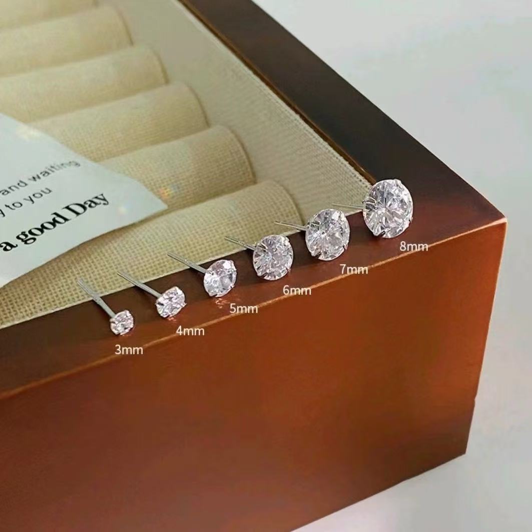 925 Silver Needle Mini Zircon Earrings Water Drop Series Korean Style Simple Full Diamond Elegant Fashion Versatile Super Shiny Earrings