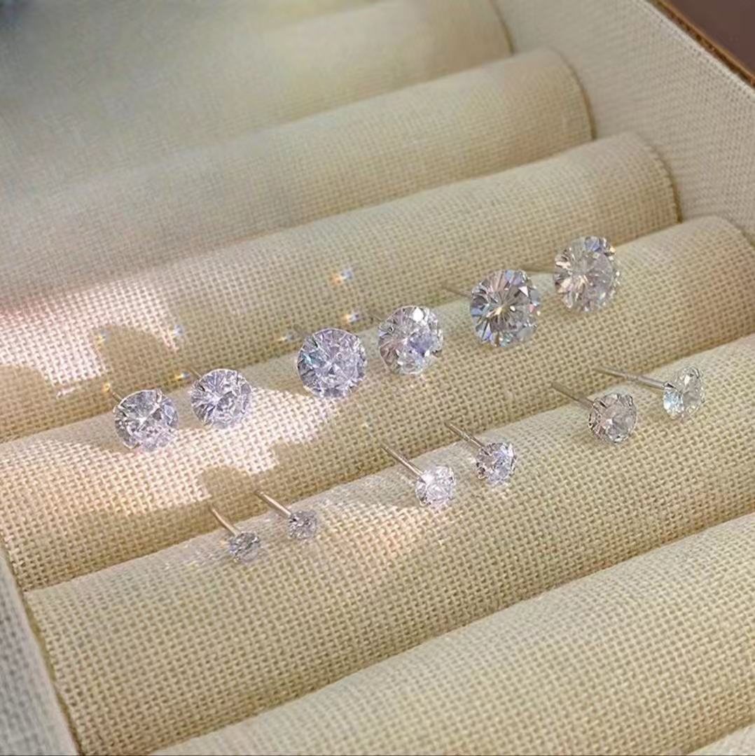 925 Silver Needle Mini Zircon Earrings Water Drop Series Korean Style Simple Full Diamond Elegant Fashion Versatile Super Shiny Earrings