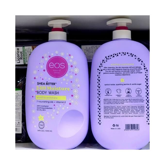 Eos Shea Better Body Wash 1000ml Moisturizing Shower Gel With Shea Butter 7 Oils Gentle Cleanser For Sensitive Skin Hydrating Cream Body Wash Vanilla Cashmere Coconut Waters Soft Smooth Glowing Skin