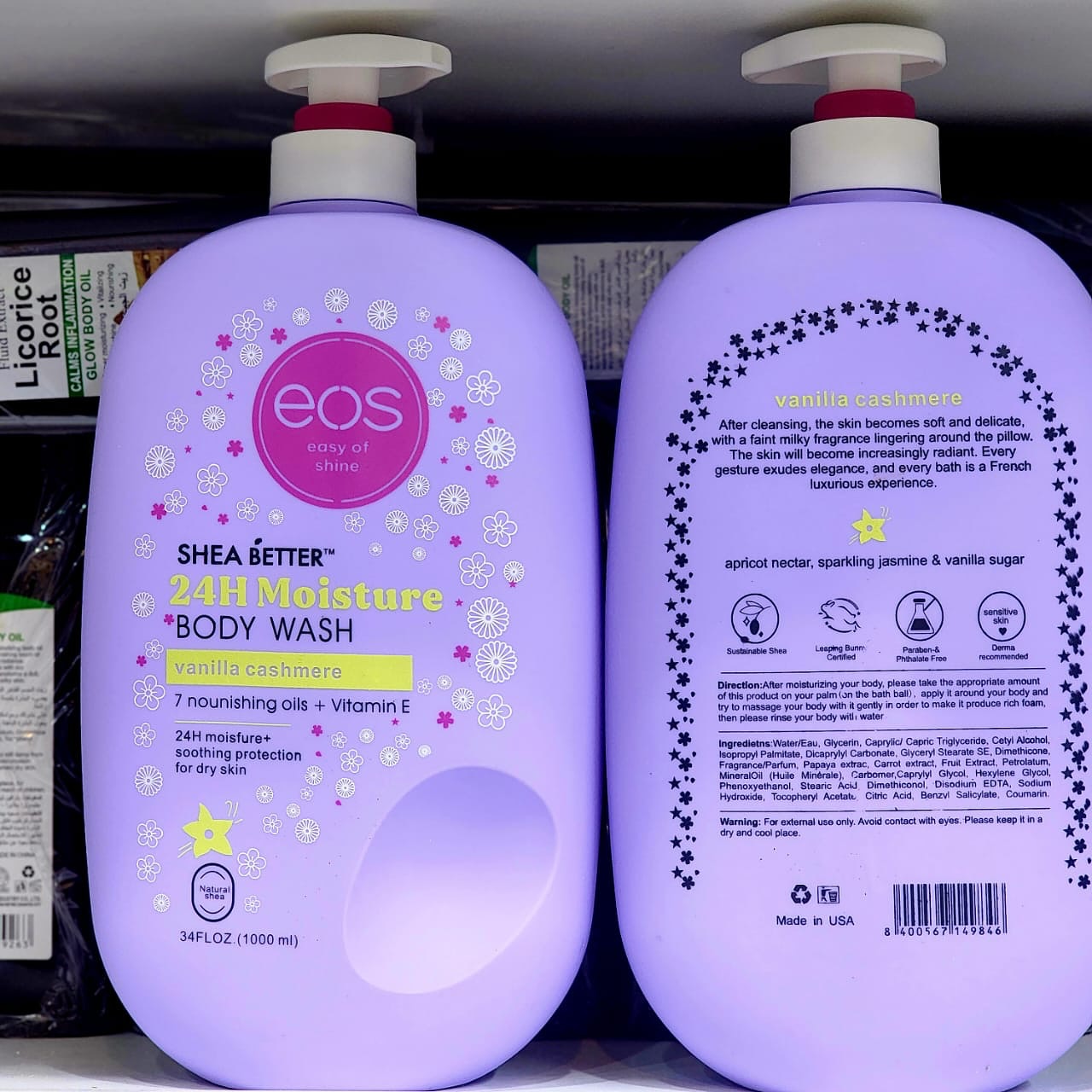 Eos Shea Better Body Wash 1000ml Moisturizing Shower Gel With Shea Butter 7 Oils Gentle Cleanser For Sensitive Skin Hydrating Cream Body Wash Vanilla Cashmere Coconut Waters Soft Smooth Glowing Skin