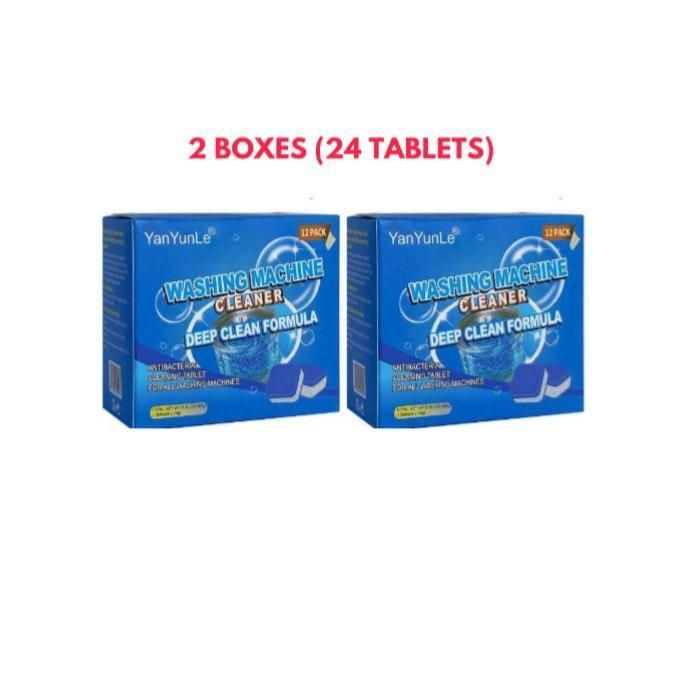 WASHING MACHINE CLEANER 24 PCS CLEANING TABLETS (2 BOXES) - WASHING MACHINE EFFERVESCENT CLEANING TABLETS.Offers deep cleaning through an effervescent formula that penetrates dirt, reduces musty odors