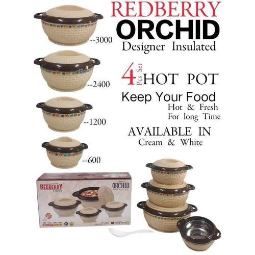 4PCS Redberry Lexur Premier Range Plastic Hotpots 🔥
Serve hot, stay stylish, and keep food fresh with this sleek set of premium hotpots—perfect for everyday meals, family gatherings, and special occa